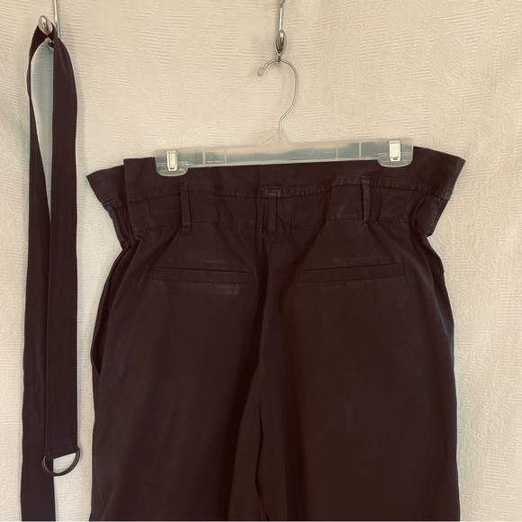 Brunello Cucinelli high waisted belted black cotton wide leg pants. - Picture 4 of 9